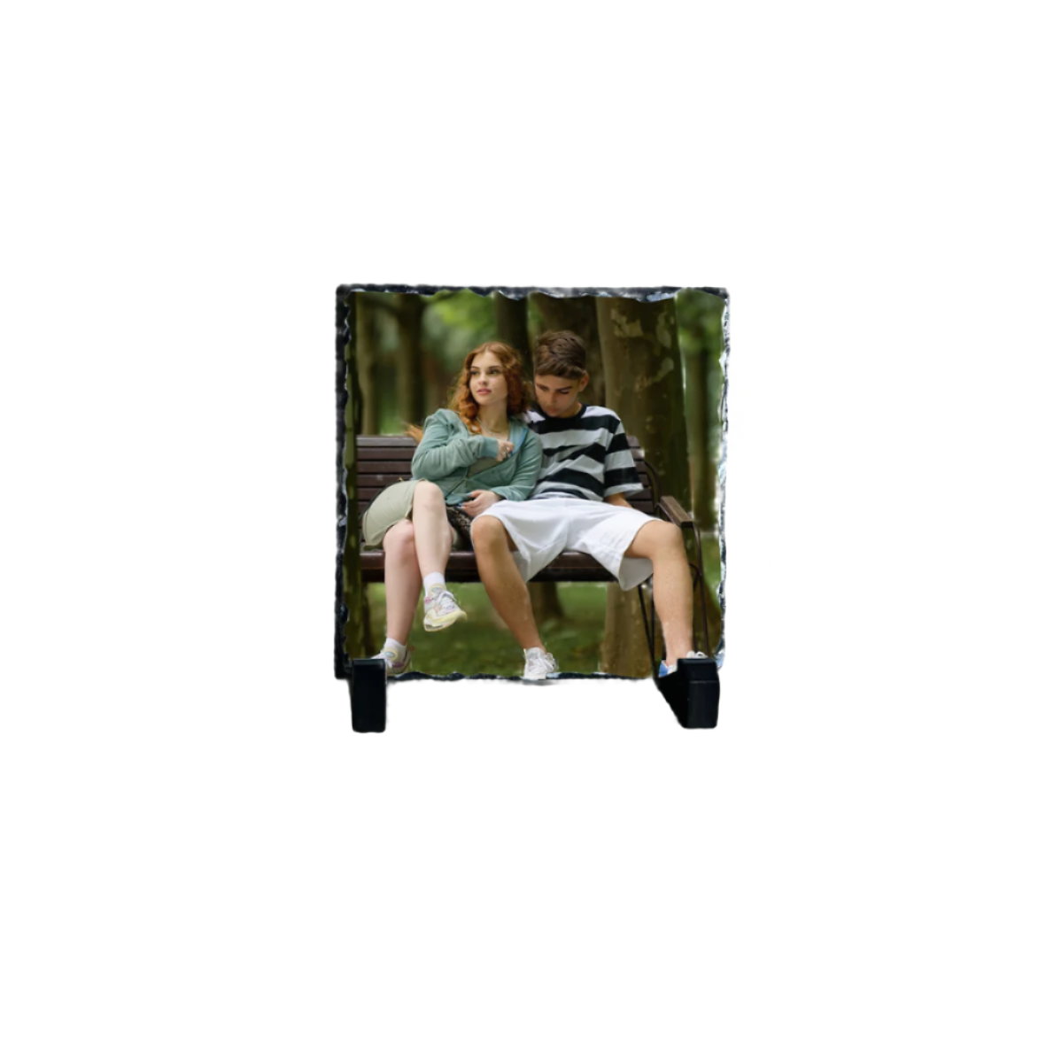 Custom 14x14cm Square Photo Slate – Personalised Family Photo Gift
