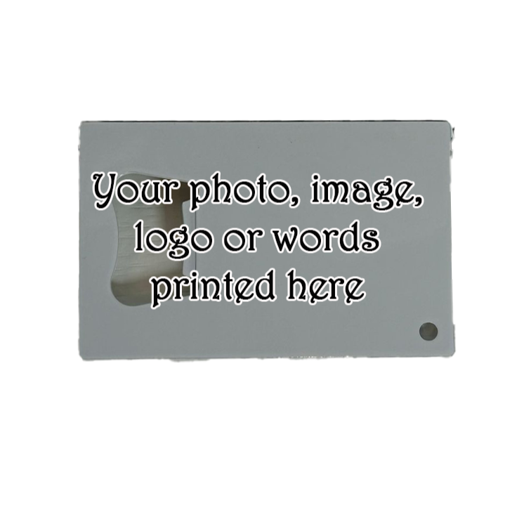 Gray metal plate with text 'Your photo, image, logo or words printed here' on a white background