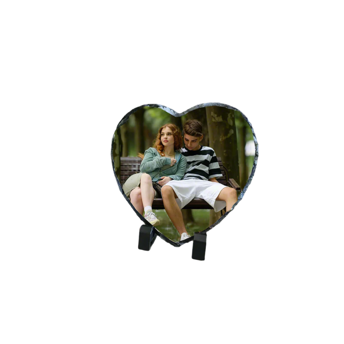 Personalised Photo Slate Custom-Printed for a Beautiful Keepsake. Heart 14cm x 14cm
