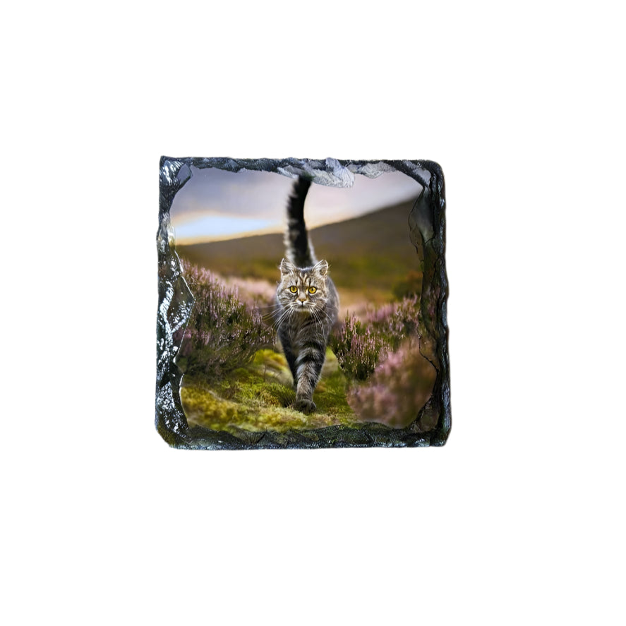 Scottish Wildcat Slate Coaster Set – Highlands Souvenir Gift from Scotland