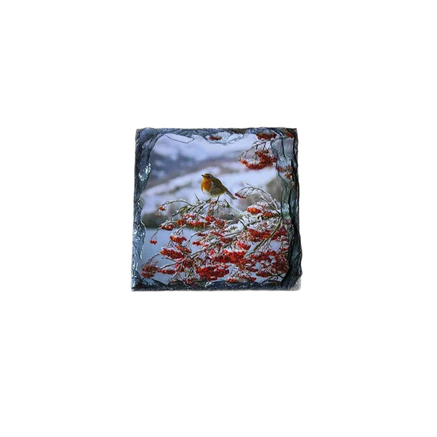 Highland Robins Slate Coaster Set – Scottish Highlands Souvenir Gift Idea