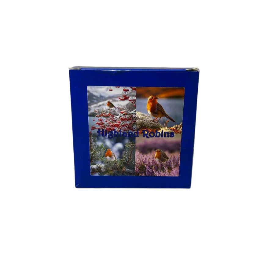 Highland Robins Slate Coaster Set – Scottish Highlands Souvenir Gift Idea