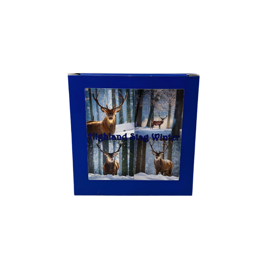 Stags in Winter Scene Slate Coaster Set – Scottish Highlands Souvenir Gift