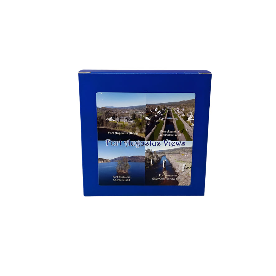 Fort Augustus Drone View Slate Coaster Set – Scottish Highlands Souvenir Gift