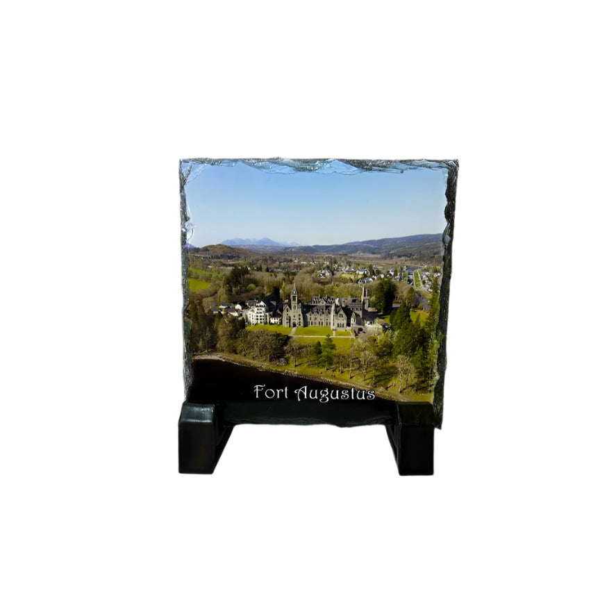 Fort Augustus Drone View Slate Coaster Set – Scottish Highlands Souvenir Gift