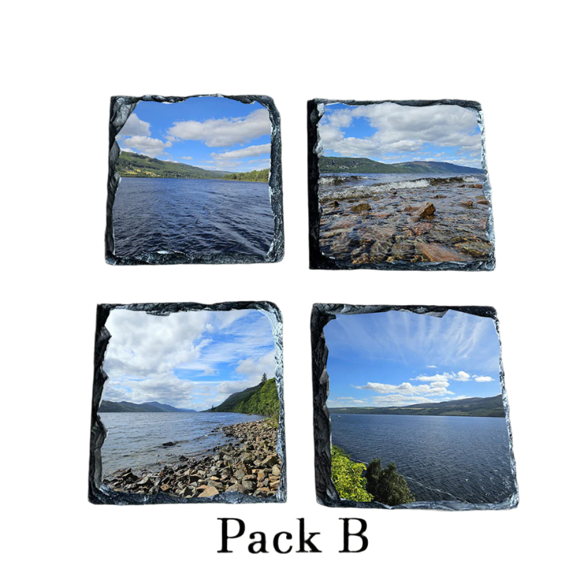 Loch Ness Scotland Slate Coaster Set – Souvenir Gift of Scenic Loch Views