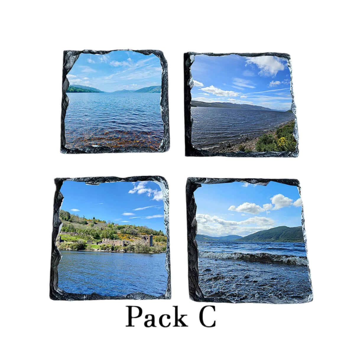 Loch Ness Scotland Slate Coaster Set – Souvenir Gift of Scenic Loch Views
