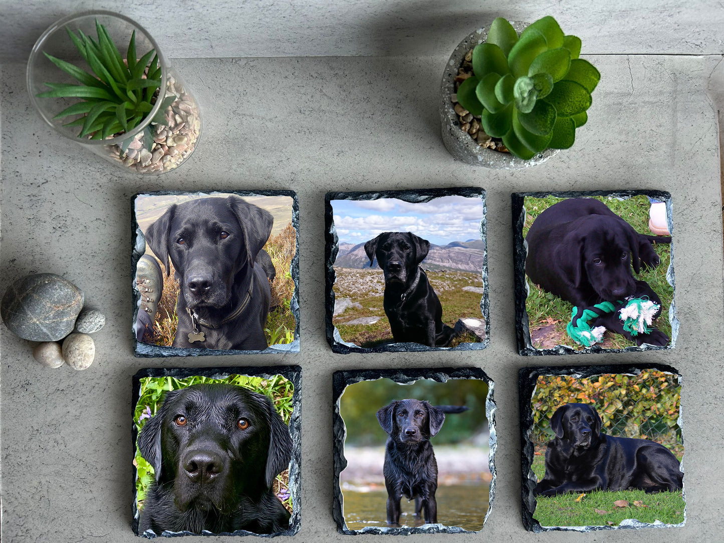 Personalised, Custom Made Photo Slate Coaster Set of Four or Six. Your Images Printed On Slate Coasters.