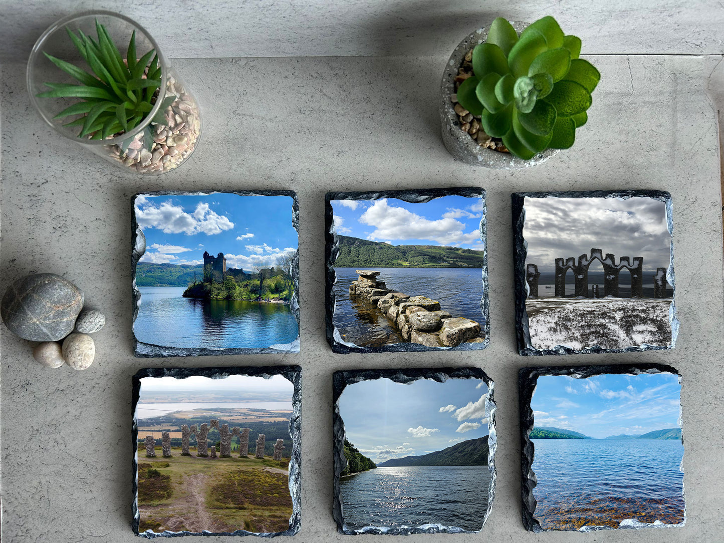 Personalised, Custom Made Photo Slate Coaster Set of Four or Six. Your Images Printed On Slate Coasters.