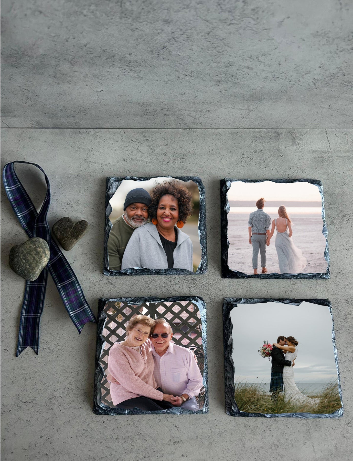 Personalised, Custom Made Photo Slate Coaster Set of Four or Six. Your Images Printed On Slate Coasters.