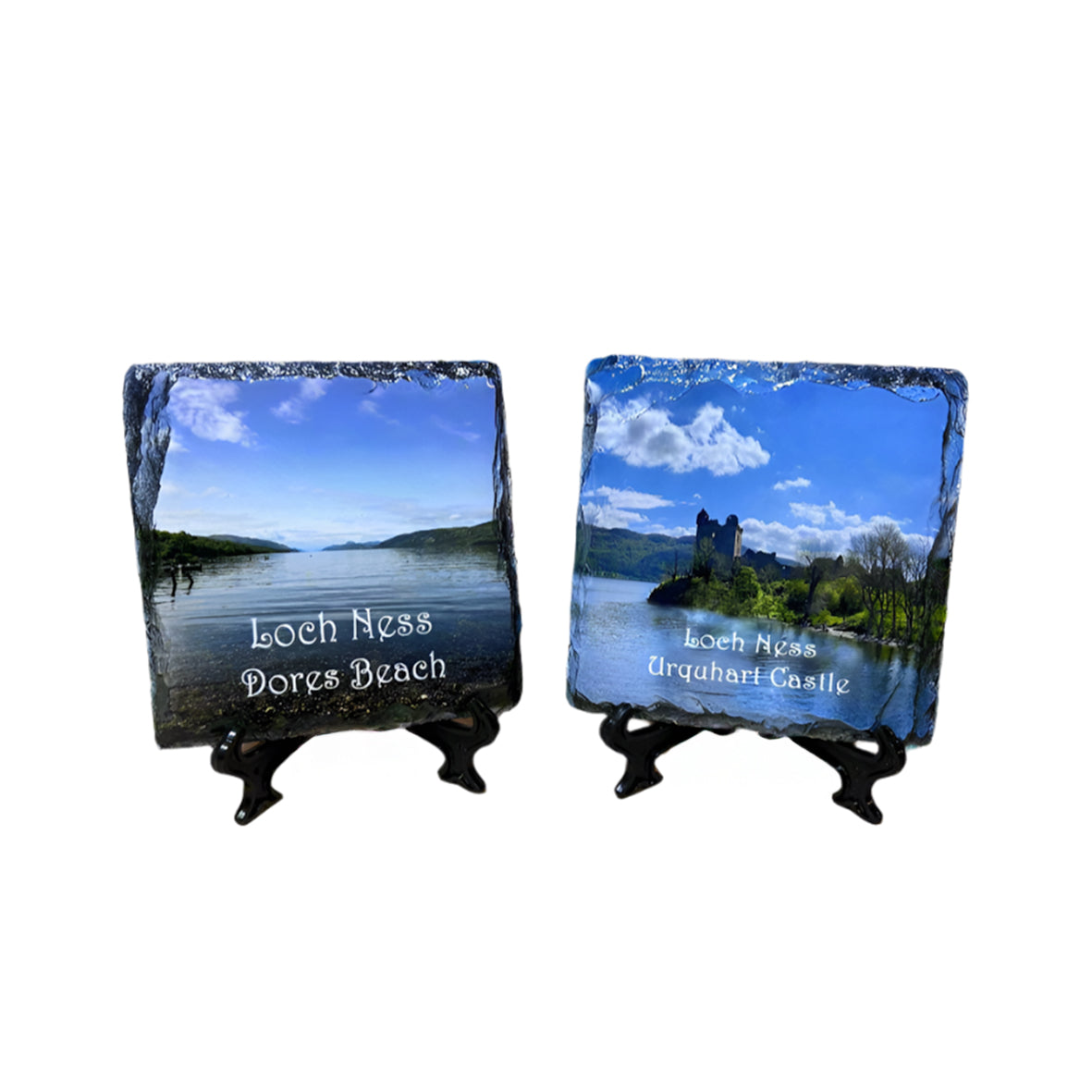 Loch Ness Views Slate Coaster Set – Scottish Highlands Souvenir Gift of 4