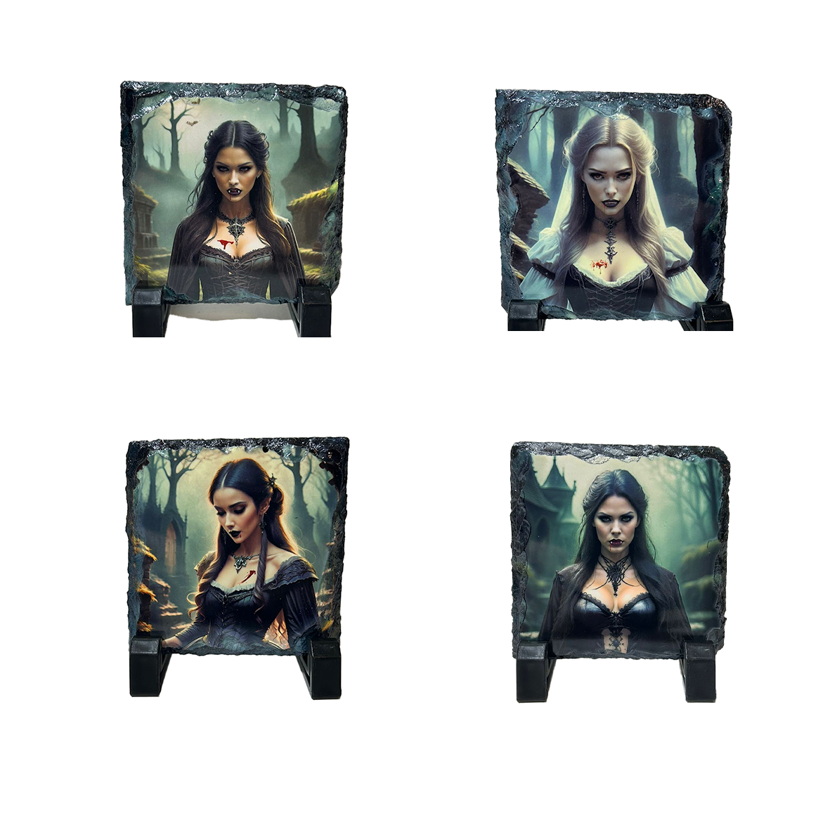 Handcrafted Vampire Slate Coaster Set – Gothic & Witchy Home Decor
