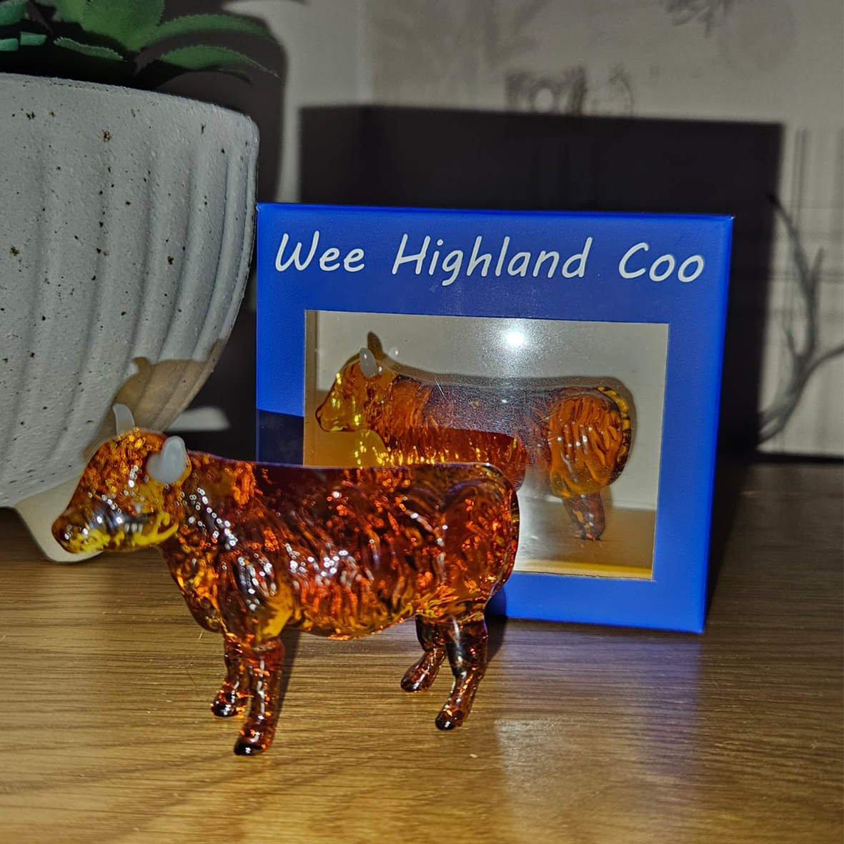 Wee Highland Coo - Unique Wee Highland Cow Glass Ornament