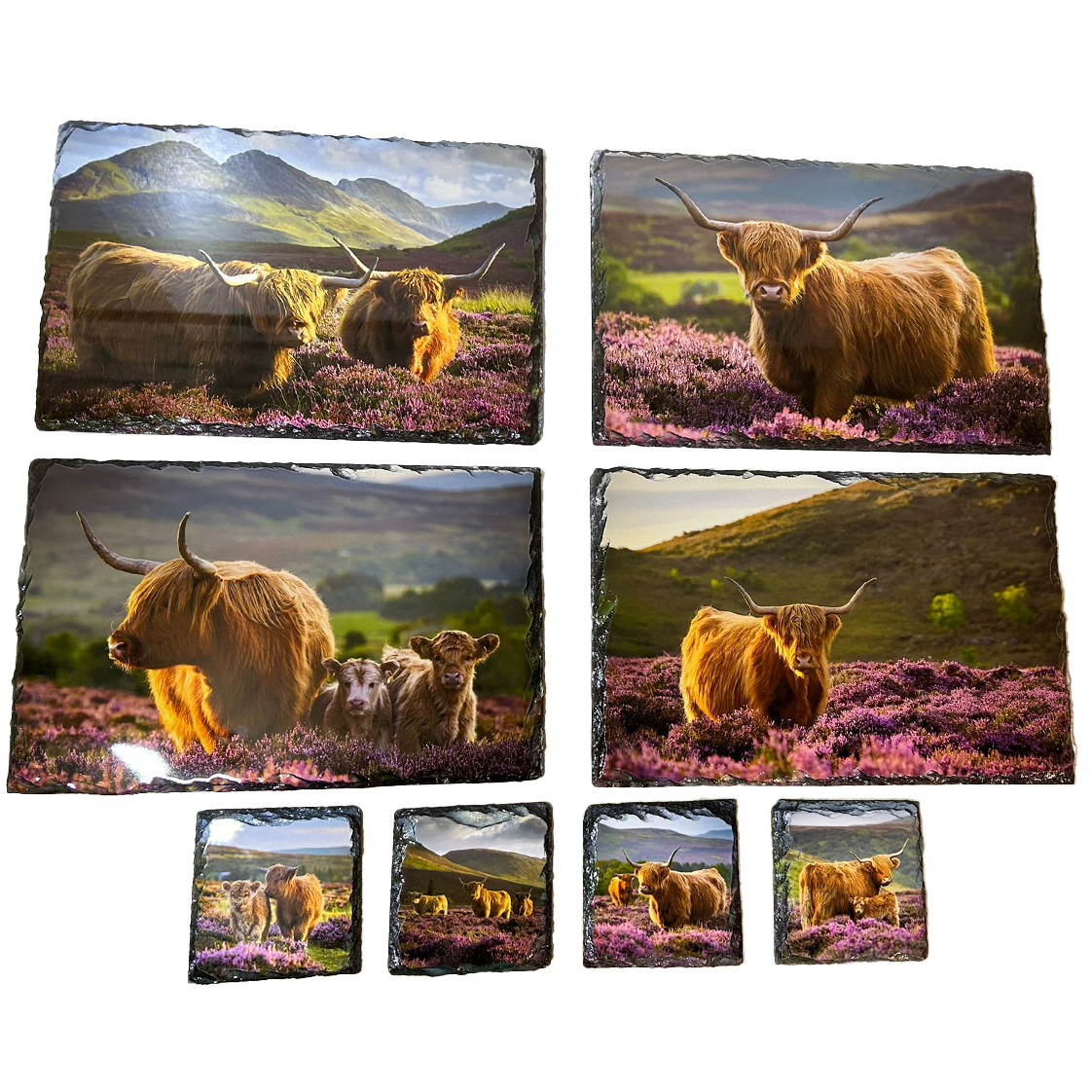 Slate Table Mat Sets – Highland Cow & Stag Designs