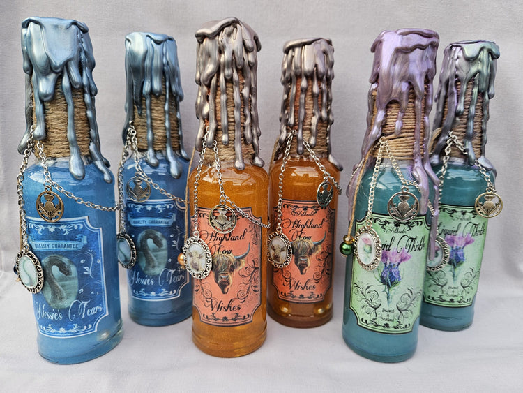 Unique Hand Crafted Highland Decoration Potion Bottles.