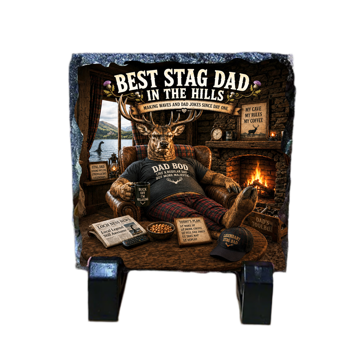 Unique Gifts for Him – Decorative Slate Drinks Coaster for Men & Dads