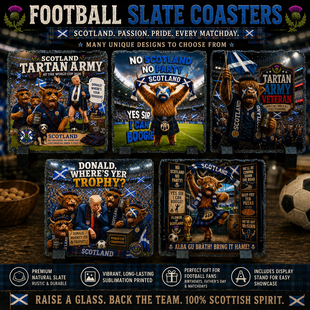 Scotland World Cup Coaster Collection – Handmade Scottish Gifts by Nessie’s Treasure
