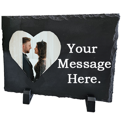 Personalised Slate Photo Plaque & Engraving – Rectangle With a Heart Image – Meaningful Personalised Gift