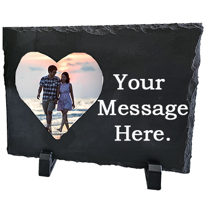 Personalised Slate Photo Plaque & Engraving – Rectangle With a Heart Image – Meaningful Personalised Gift