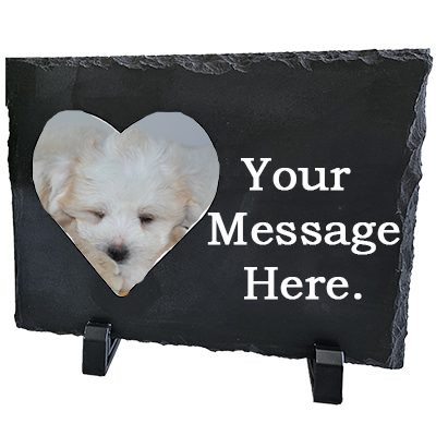 Personalised Slate Photo Plaque & Engraving – Rectangle With a Heart Image – Meaningful Personalised Gift