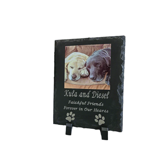 Laser Engraved Square Photo Slate – Personalised Wedding or Memorial Gift