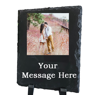 Personalised Slate Photo Plaque & Engraving – Rectangle With a Square Image – Meaningful Personalised Gift