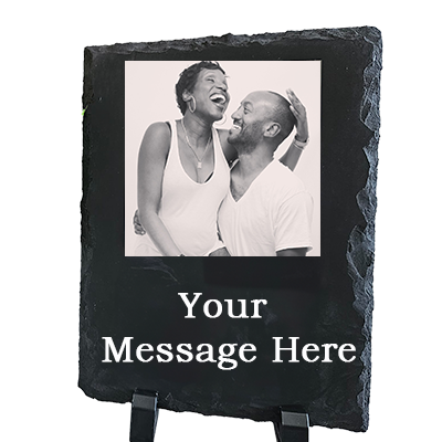 Personalised Slate Photo Plaque & Engraving – Rectangle With a Square Image – Meaningful Personalised Gift