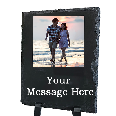 Personalised Slate Photo Plaque & Engraving – Rectangle With a Square Image – Meaningful Personalised Gift