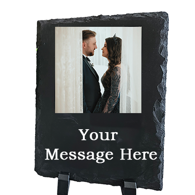 Personalised Slate Photo Plaque & Engraving – Rectangle With a Square Image – Meaningful Personalised Gift