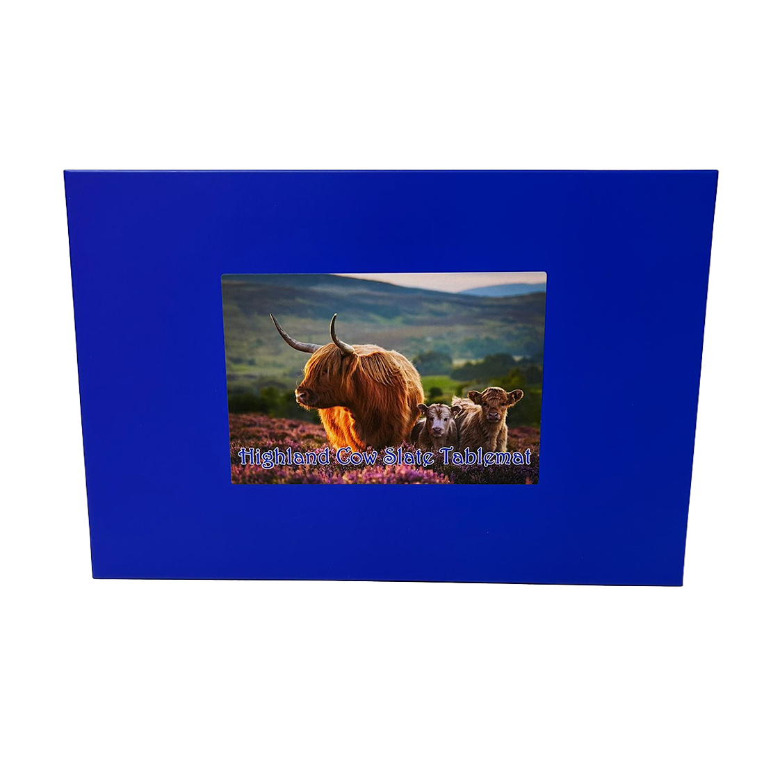 Slate Tablemat Highland Cow & Stag Individual Table Placemat – Scottish Heather & Winter Designs