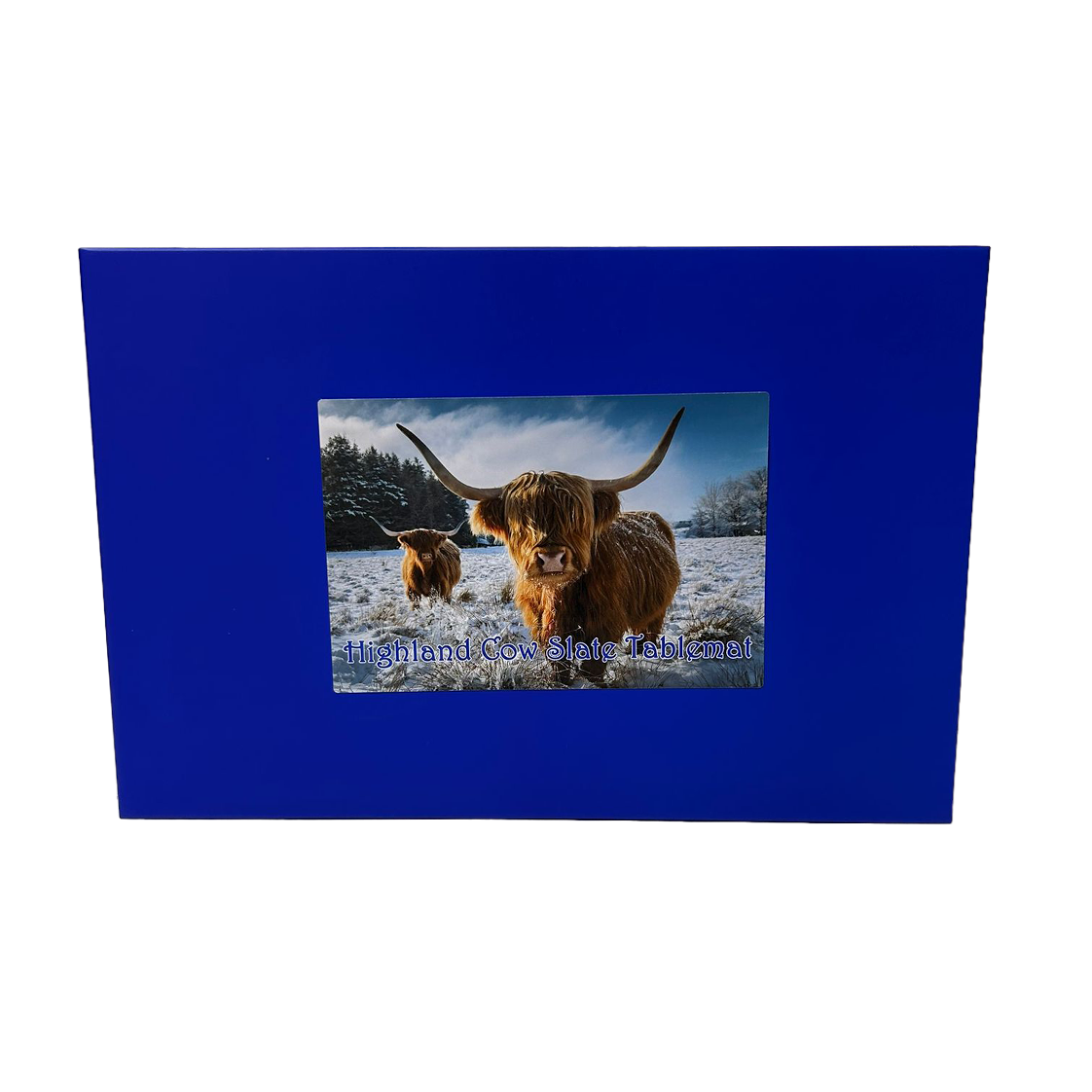 Slate Tablemat Highland Cow & Stag Individual Table Placemat – Scottish Heather & Winter Designs