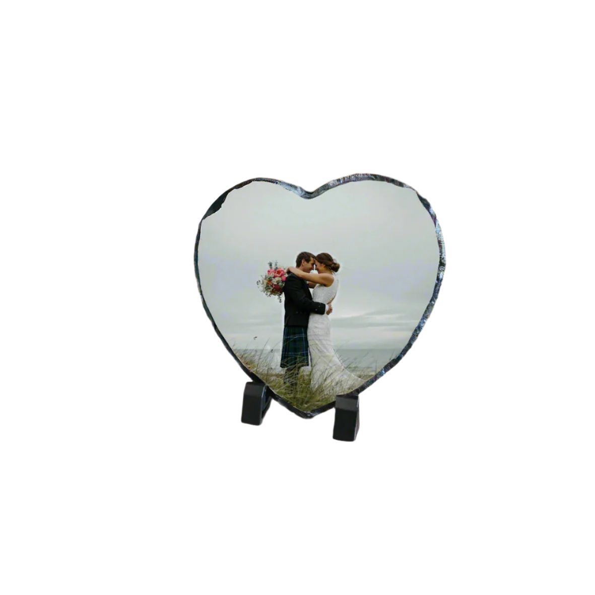 Personalised Photo Slate Custom-Printed for a Beautiful Keepsake. Heart 14cm x 14cm