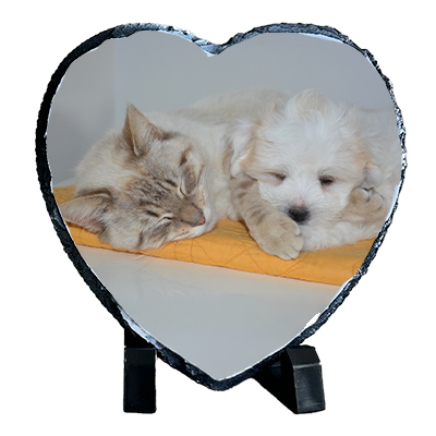 Personalised Slate Photo Plaque – Custom Heart Shape 14cm x 14cm - Wedding Anniversary Gift