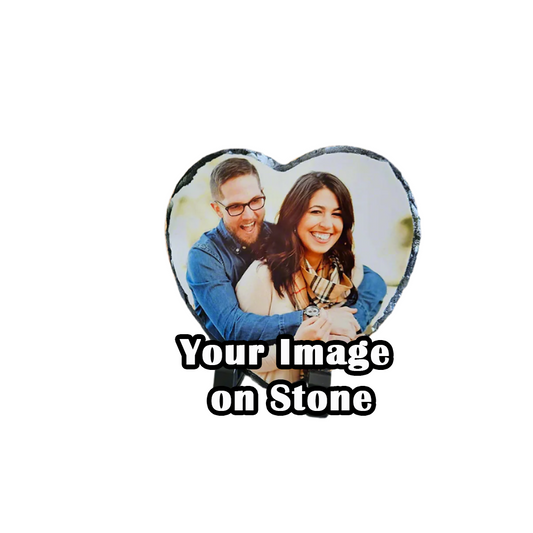 Personalised Slate Photo Plaque – Custom Heart Shape 14cm x 14cm - Wedding Anniversary Gift