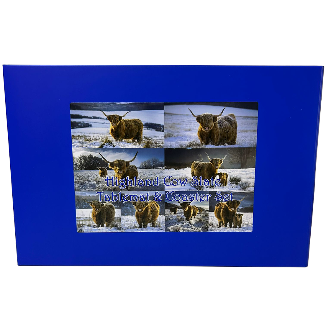 Slate Tableware Set Highland Cow With A Winter Scene – Handcrafted Scottish Home & Dining Decor