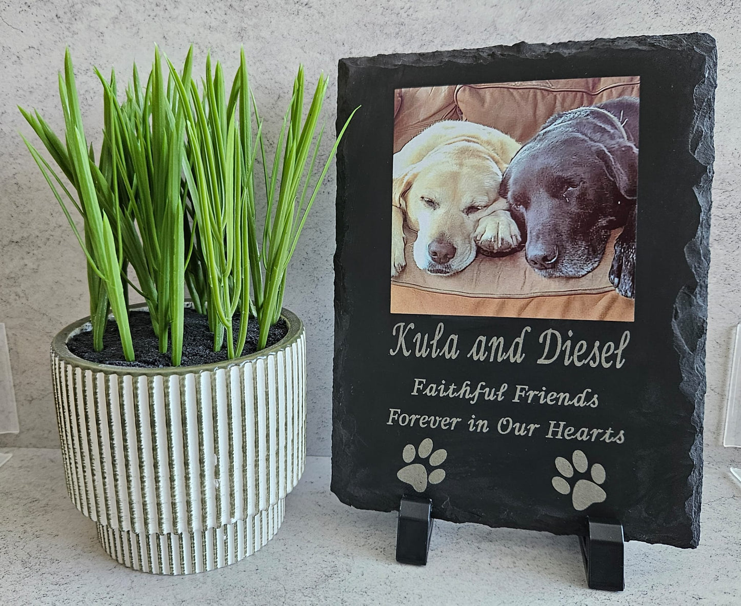 Personalised Photo Slate With Laser Engraving. Rectangle Slate with a Square Image.