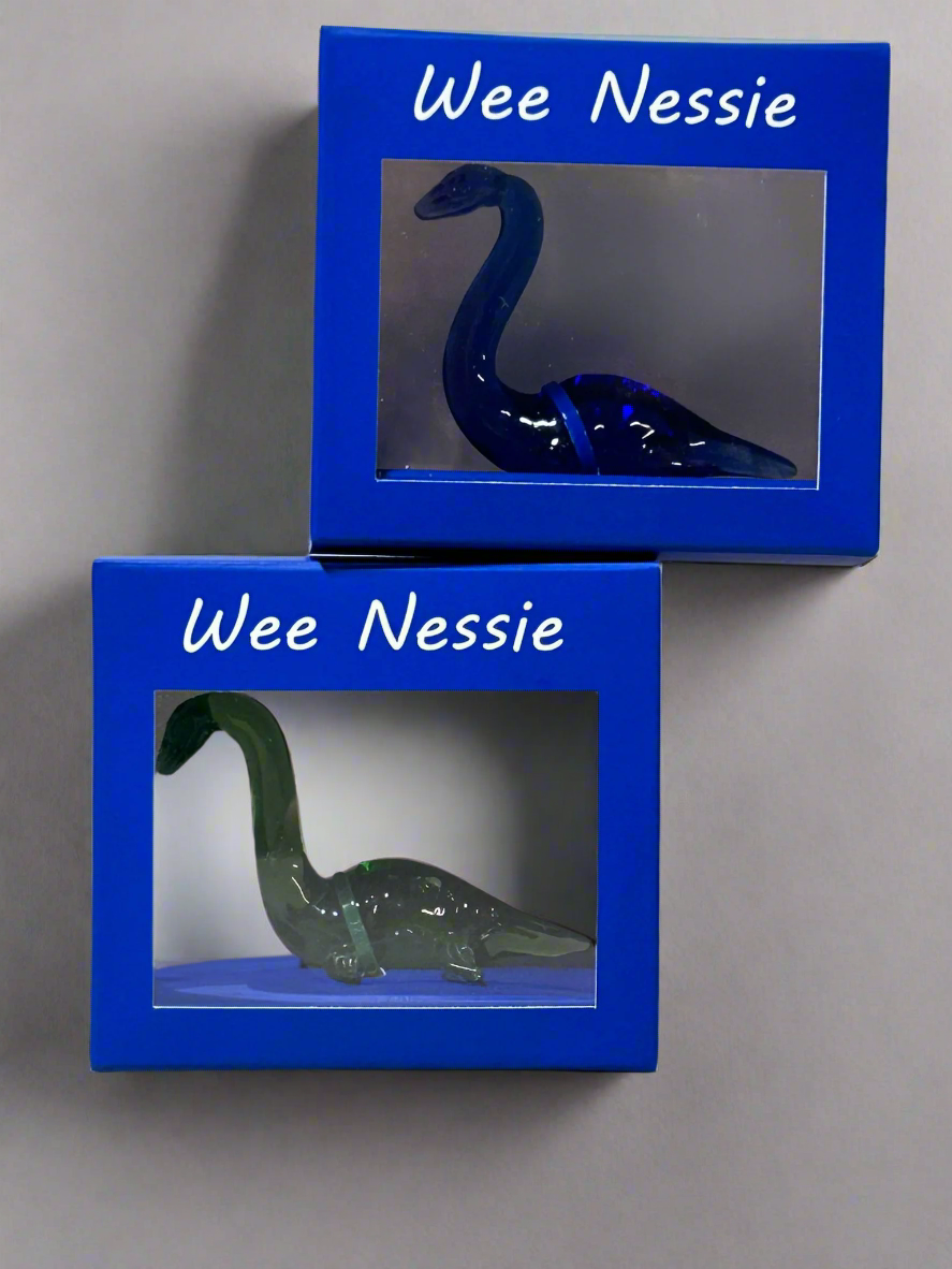 Wee Nessie Loch Ness Monster Themed Glass Figure Ornament.