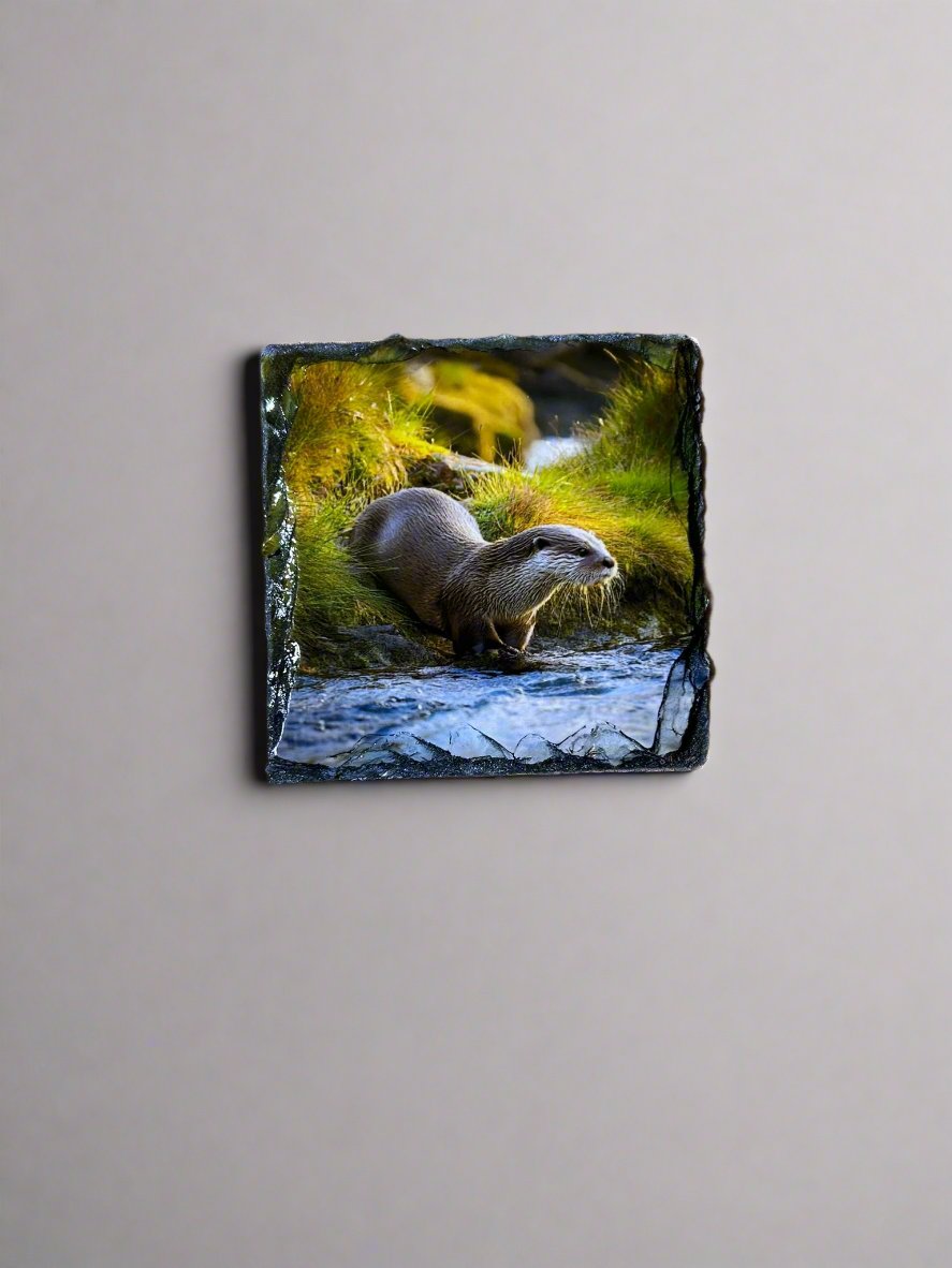 Scottish Animal Stone Slate Coaster Set. Beautiful and Vibrant Animal Images Printed on Natural Slate.