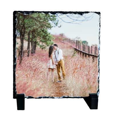 Personalised Slate Photo Plaque – Custom Square 14x14cm Photo Gift
