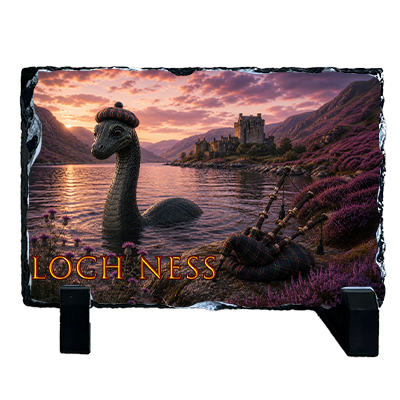 The Loch Ness Piper – Nessie Landscape Photo Slate