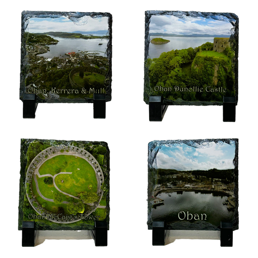 Oban Slate Coaster Set – Stunning Drone Aerial Views