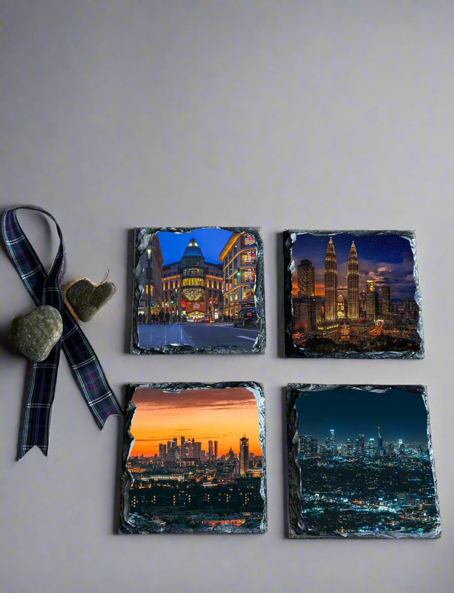 Personalised, Custom Made Photo Slate Coaster Set of Four.