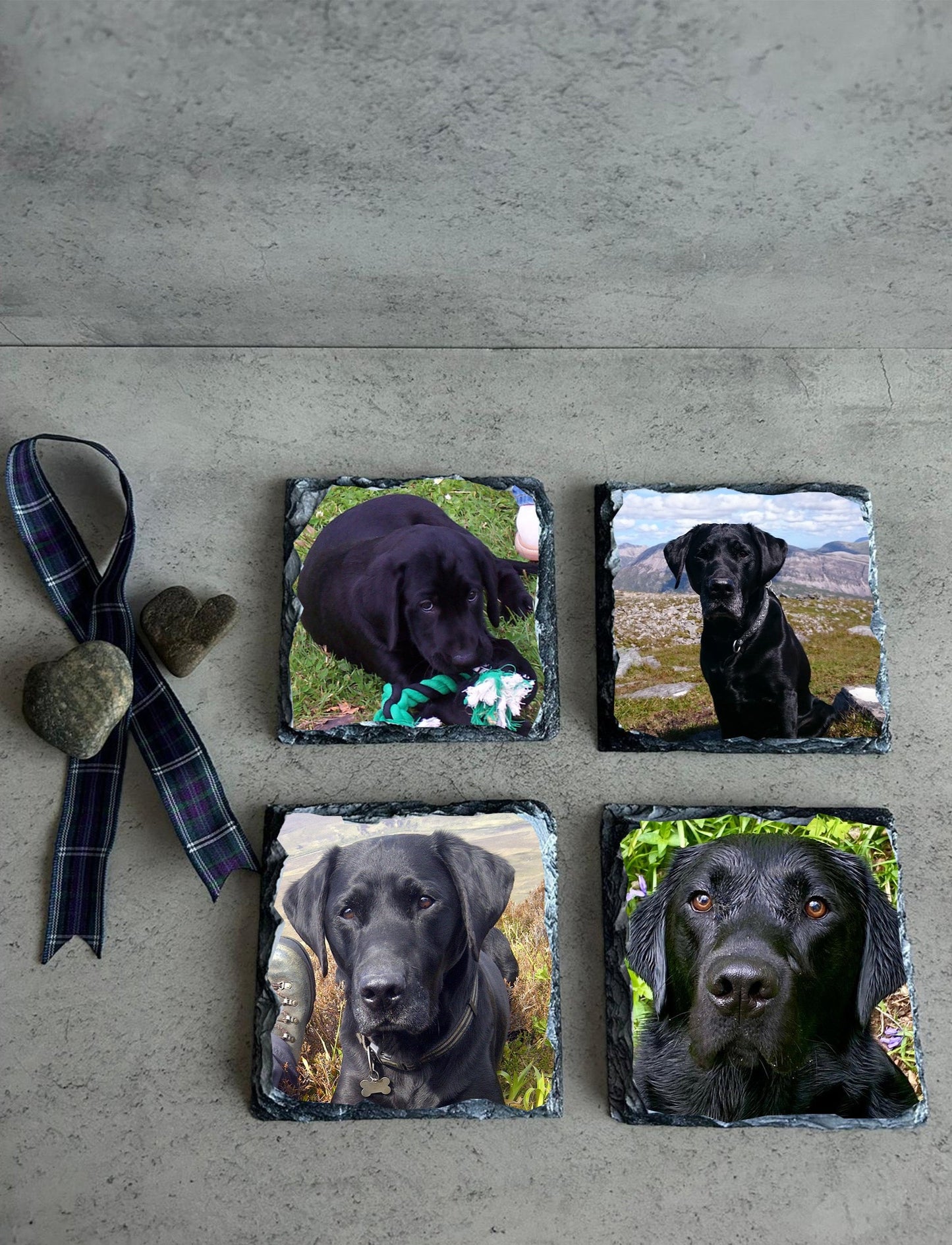 Personalised, Custom Made Photo Slate Coaster Set of Four.