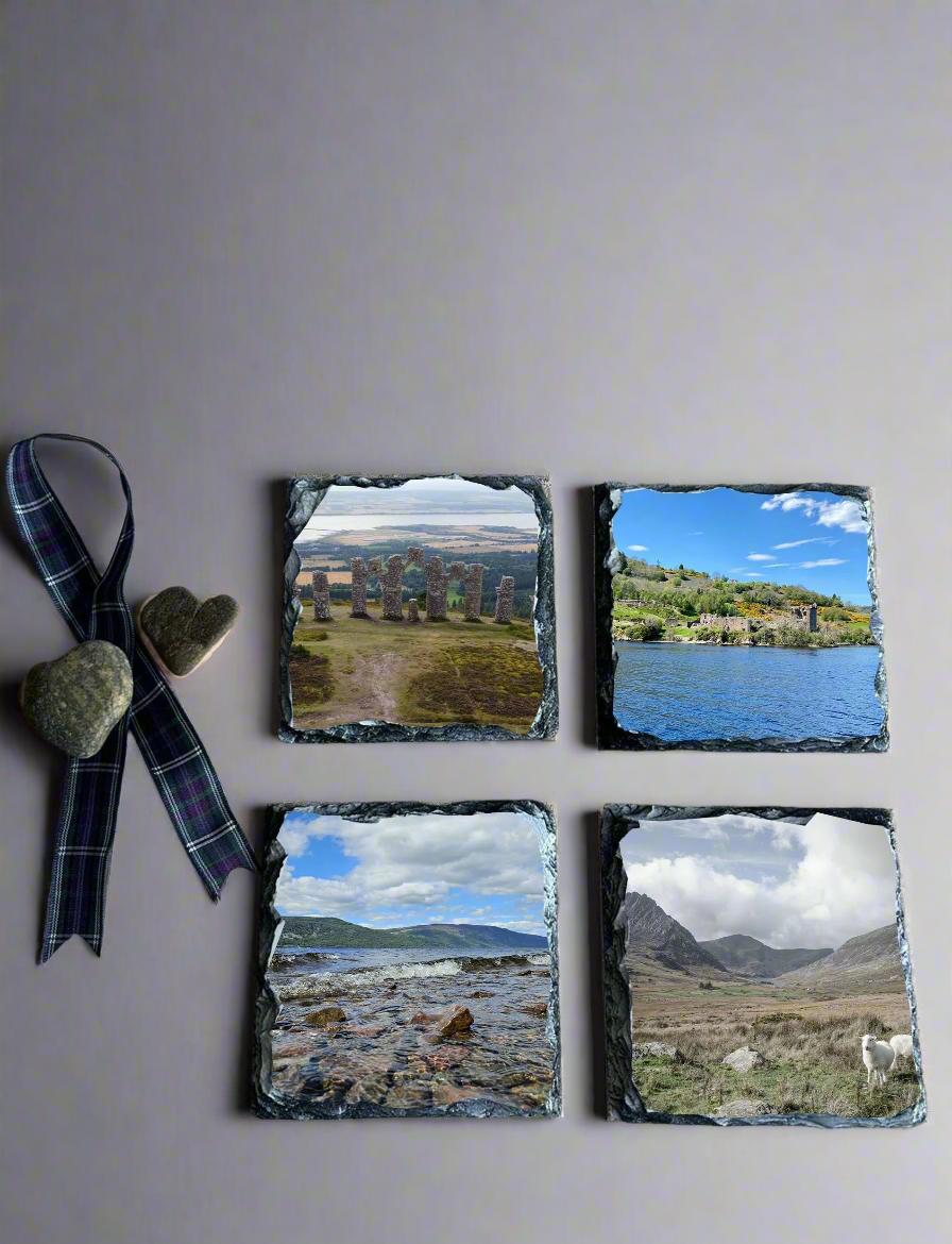 Personalised, Custom Made Photo Slate Coaster Set of Four.