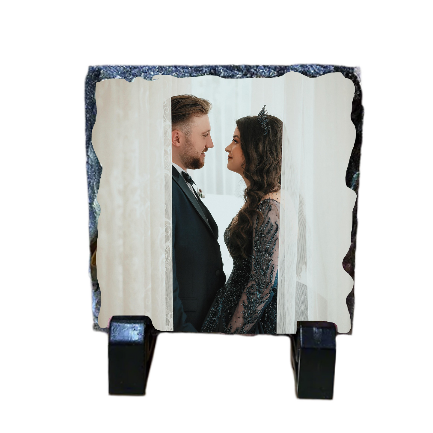 Personalised Slate Photo Plaque - Mini Photo Slate Gift – 9x9cm Square – Custom Picture Keepsake