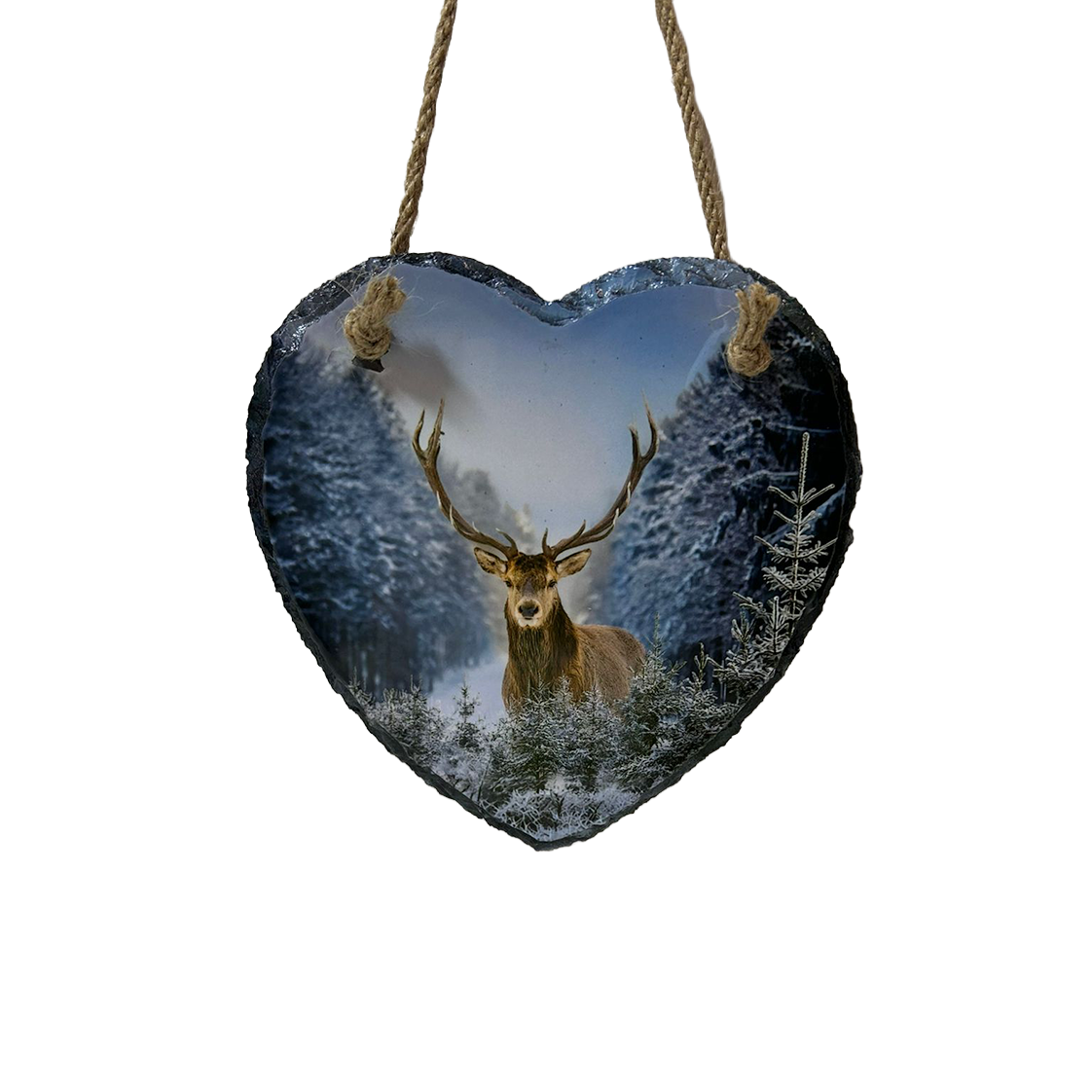 Highland Cow & Stag Hanging Slates Heart & Square Wall Art