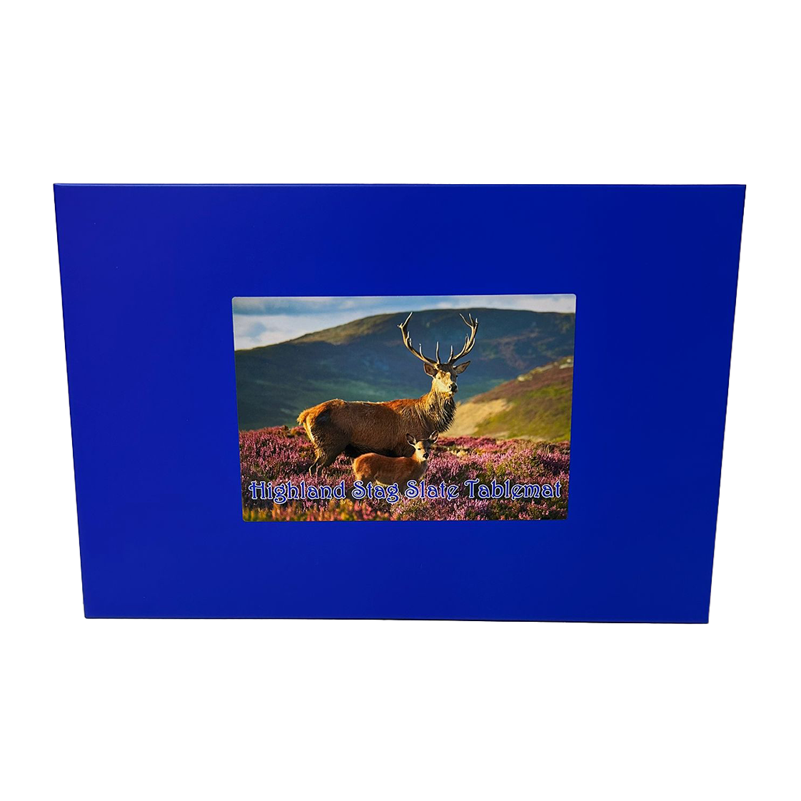 Slate Tablemat Highland Cow & Stag Individual Table Placemat – Scottish Heather & Winter Designs