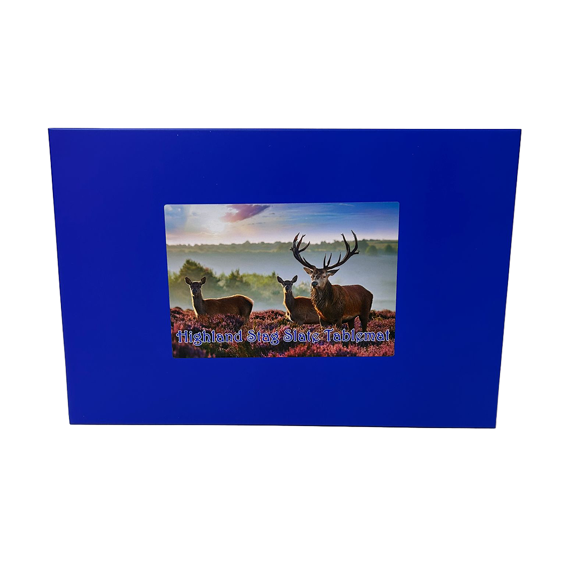 Slate Tablemat Highland Cow & Stag Individual Table Placemat – Scottish Heather & Winter Designs