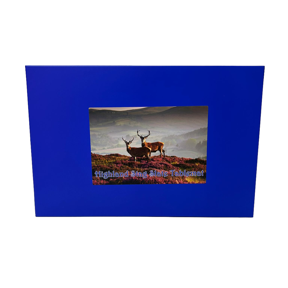 Slate Tablemat Highland Cow & Stag Individual Table Placemat – Scottish Heather & Winter Designs