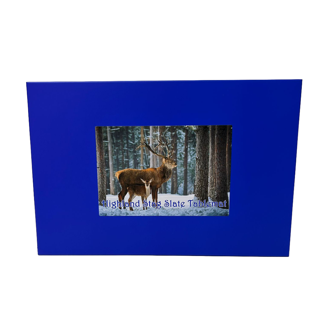 Slate Tablemat Highland Cow & Stag Individual Table Placemat – Scottish Heather & Winter Designs
